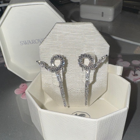Swarovski Silver Crystal Loop Earrings - Picture 2 of 6